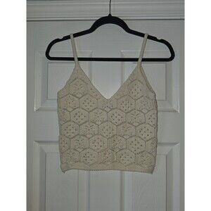 American Eagle Outfitters AE Cropped Crochet Tank Top S Festival Boho